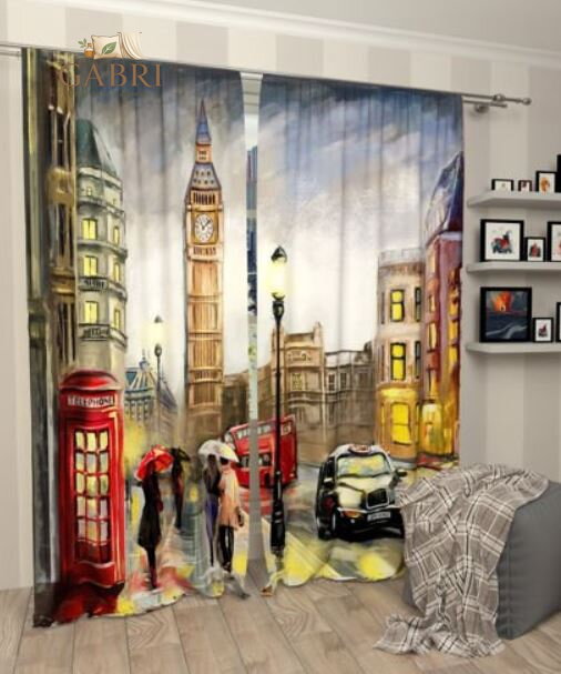 Exkluzivní zatemňovací závěsy Black out s potiskem 2x145x250cm - S71727