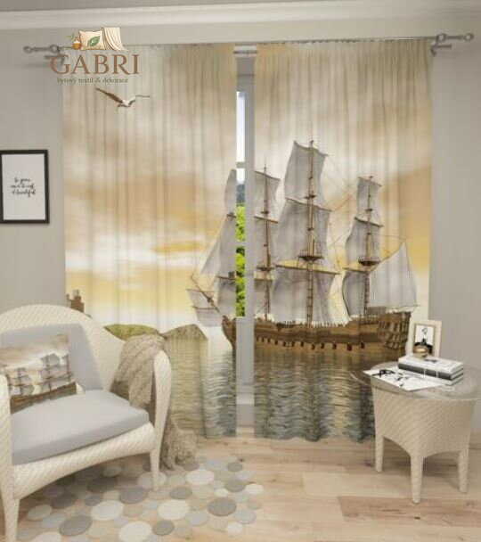 Exkluzivní zatemňovací závěsy Black out s potiskem 2x145x250cm - S71398