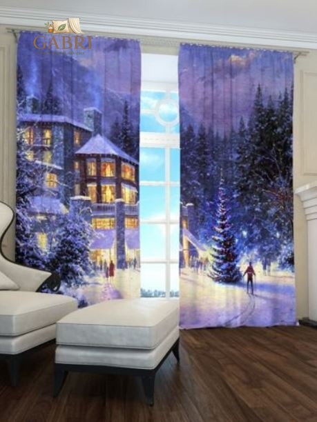 Exkluzivní zatemňovací závěsy Black out s potiskem 2x145x250cm - S3532