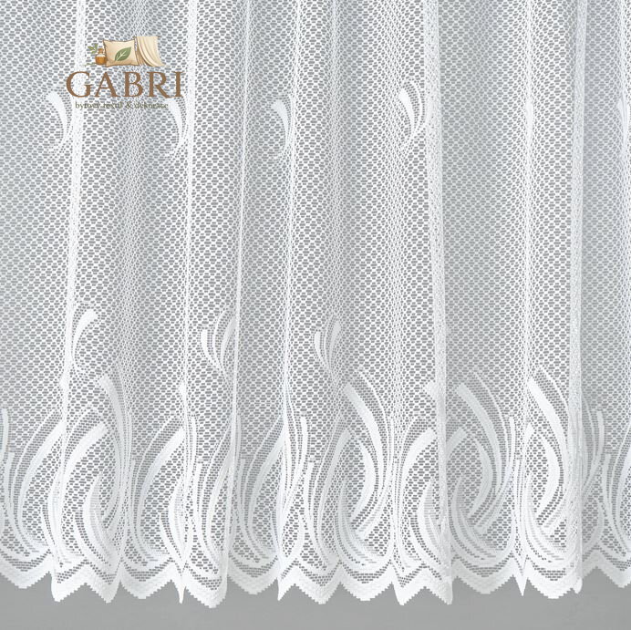 Žakárová záclona bílá v metráži se vzorem - A3518 ( více rozměrů )