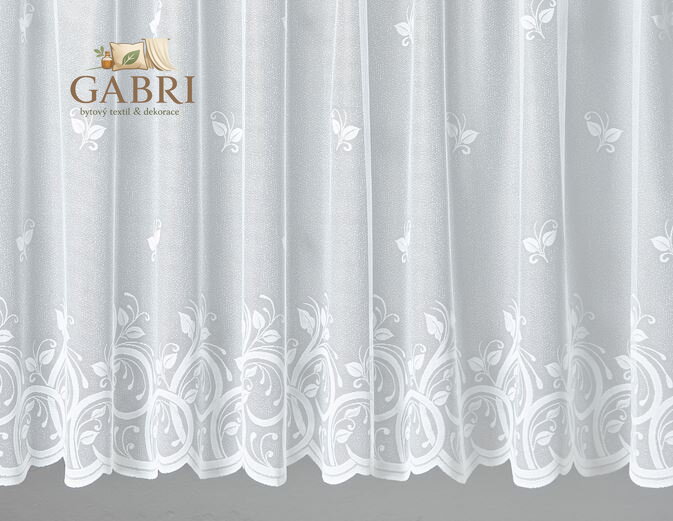 Žakárová záclona bílá v metráži se vzorem - A3760 ( více rozměrů )