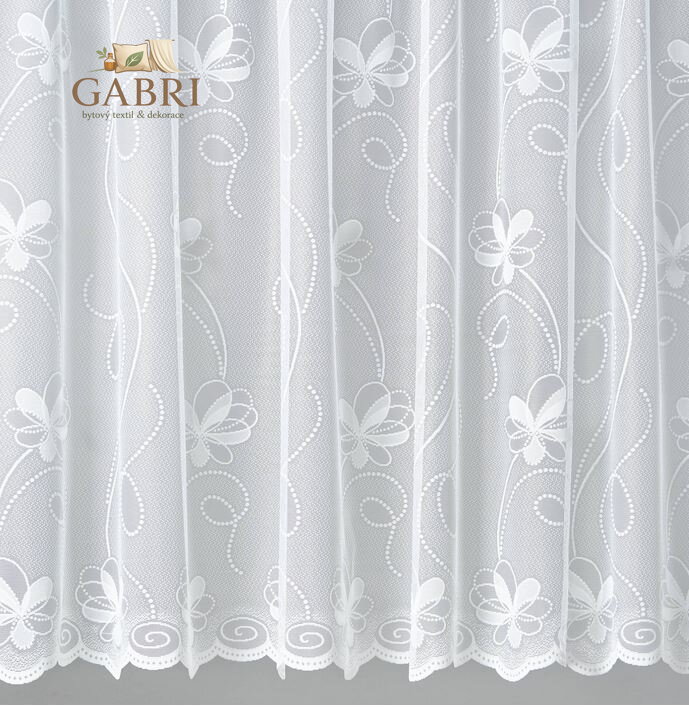 Žakárová záclona bílá v metráži se vzorem - A3314 ( více rozměrů )