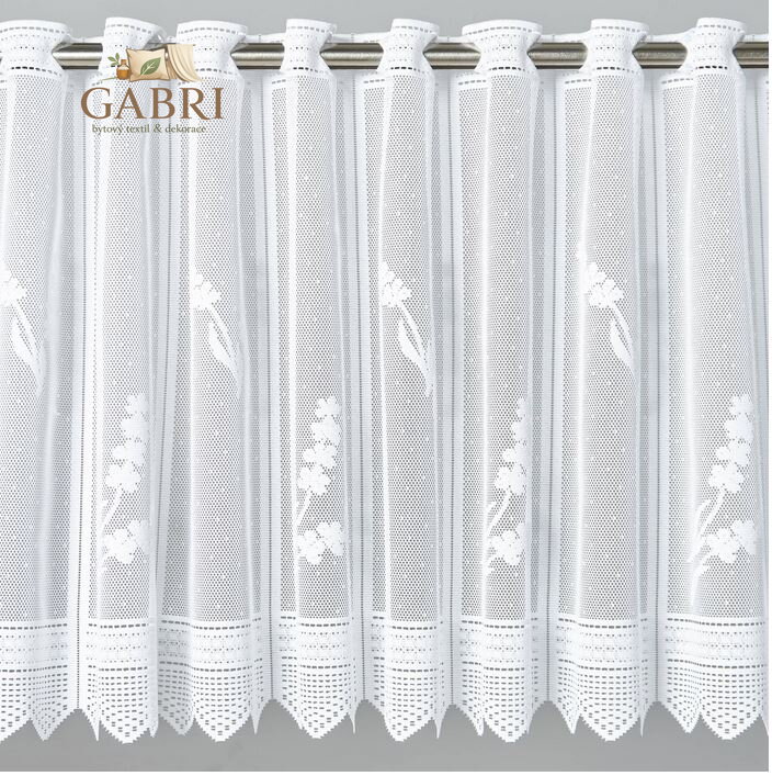 Žakárová záclona bílá v metráži se vzorem - A3706/01 ( více rozměrů )