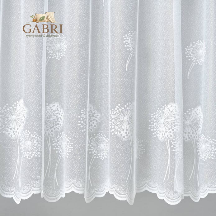 Žakárová záclona bílá v metráži se vzorem - A3847 ( více rozměrů )