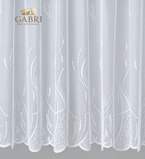 Žakárová záclona bílá v metráži se vzorem - A3956 ( více rozměrů )