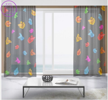 Záclony s 3D potiskem 2x150x250cm - Barevné rybky