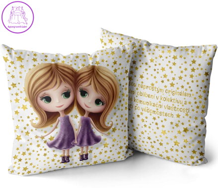 Polštářek se znamením zvěrokruhu 40x40cm pro děti - Blíženci (22.5. - 21.6.)