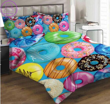 Povlečení z moderního materiálu Interlock fototisk 3D efekt - Donuts