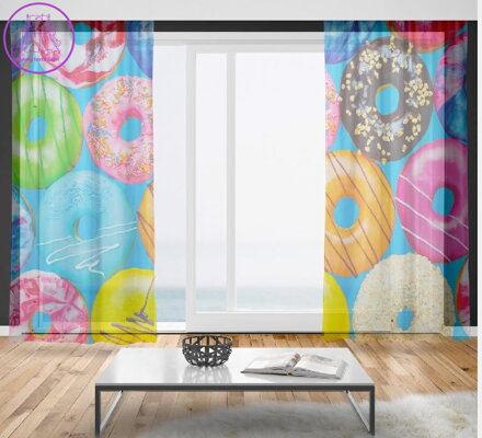 Záclony s 3D potiskem 2x150x250cm - Donuts