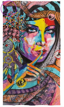 Osuška s potiskem 70x140cm - Indiánka art