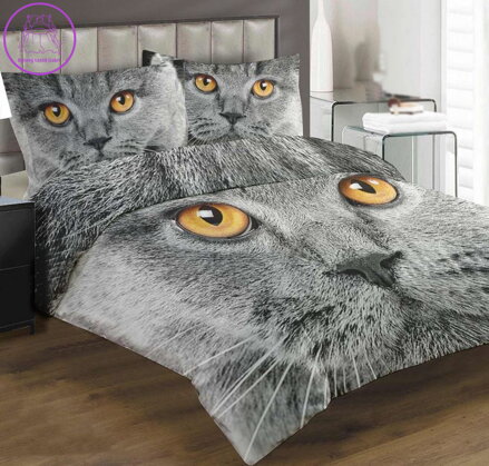 Povlečení z moderního materiálu Interlock fototisk 3D efekt - Kočičí pohled
