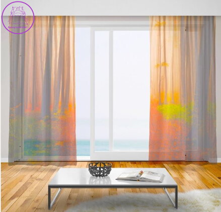 Záclony s 3D potiskem 2x150x250cm - Les na podzim