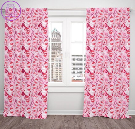 Závěsy dekorační tištěné 2x140x250cm - Love