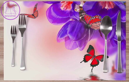  Prostírání na stůl - Květy s motýlky