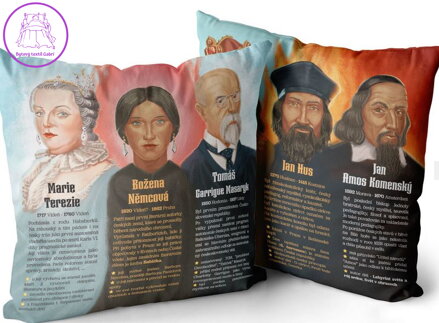 Polštářek naučný s potiskem - Osobnosti historie