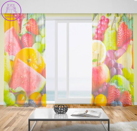 Záclony s 3D potiskem 2x150x250cm - Ovoce