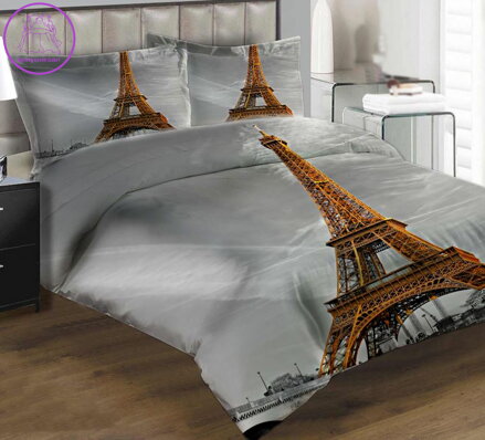 Povlečení z moderního materiálu Interlock fototisk 3D efekt - Paříž