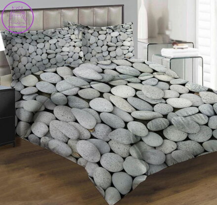 Povlečení z moderního materiálu Interlock fototisk 3D efekt - Šedivé kameny