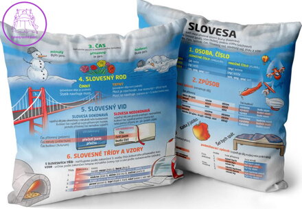 Polštářek naučný s potiskem - Slovesa