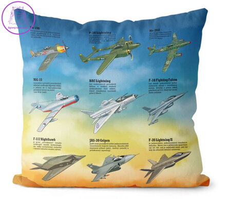 Polštářek naučný s potiskem - Stíhačky