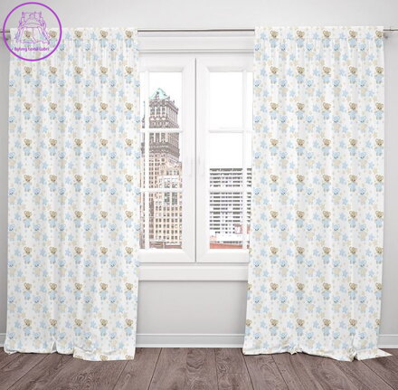  Závěsy dětské dekorační tištěné 2x140x250cm - Teddy bear blue