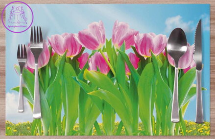 Prostírání na stůl - Tulipány růžové