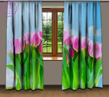 Závěsy dekorační tištěné 2x140x250cm - Tulipány