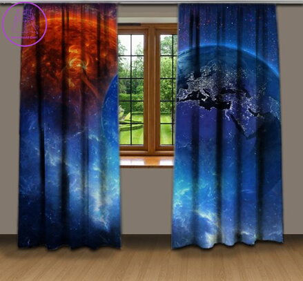 Zatemňovací závěsy tištěné black out 2x140x250cm - Vesmír 2