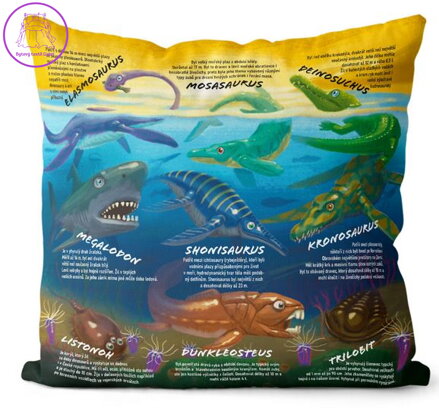 Polštářek naučný s potiskem - Vodní dinosauři