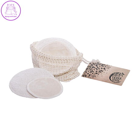 Tierra Verde – Sada kosmetických tamponů samet s froté stranou – mix (4 ks malý, 2 ks velký) (TIERRA VERDE), 6 ks