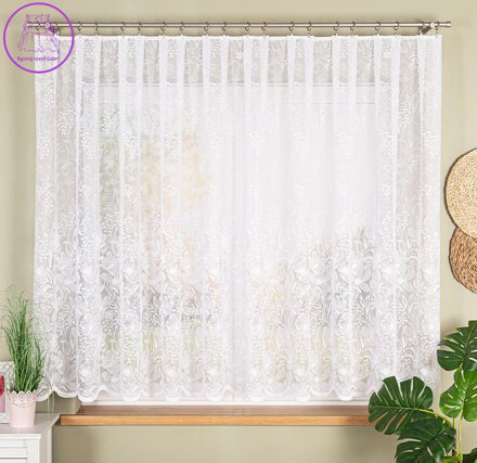 Metrážové záclony žakárové bílé Gabri-137506 Výprodej