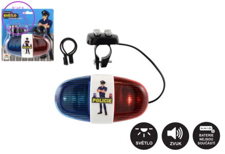 Světlo policejní na kolo plast 13x7cm na baterie se světlem, zvukem na kartě SKLADEM