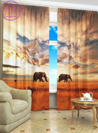 Exkluzivní zatemňovací závěsy Black out s potiskem 2x145x250cm - S2257