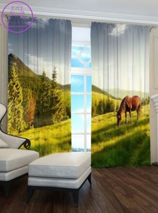 Exkluzivní zatemňovací závěsy Black out s potiskem 2x145x250cm - S30556