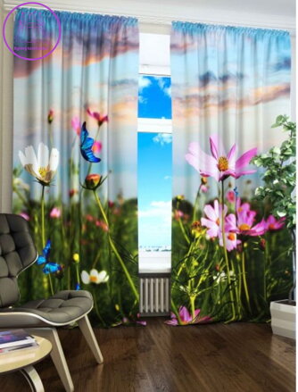 Exkluzivní zatemňovací závěsy Black out s potiskem 2x145x250cm -  S8203