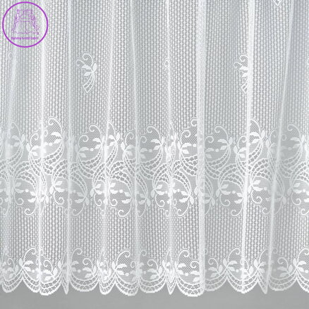 Žakárová záclona bílá v metráži se vzorem - A3636 ( více rozměrů )