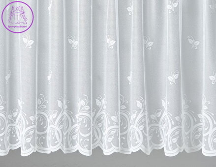 Žakárová záclona bílá v metráži se vzorem - A3760 ( více rozměrů )