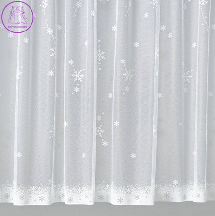 Žakárová záclona bílá v metráži s vánočním vzorem - B3951 ( více rozměrů )