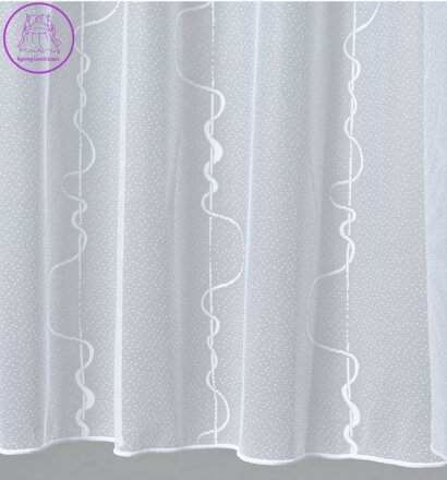 Žakárová záclona bílá v metráži se vzorem - B3959 ( více rozměrů )