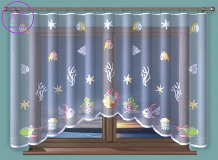 Dětská záclona žakárová malovaná oblouková 300x160cm SV - Fish SKLADEM