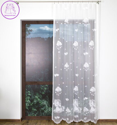 Dětská záclona kusová s bílým motivem 150x250cm W-Jednorožec