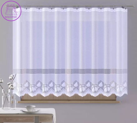 Záclona bílá do kuchyně kusová 150x145cm W-Hrušky