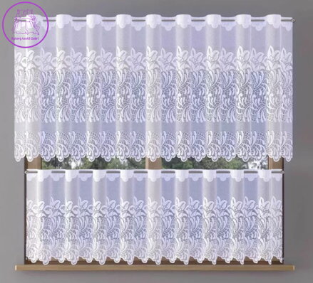 Metrážové vitrážkové záclony bílé s motivem W-Mansa