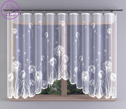 Záclona kusová oblouková s motivem 300x150cm W-Pampeliška