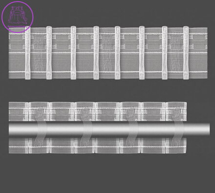 Metráž řasící páska šíře 7,5cm řasení 1:2 průsvitná Gabri - TASMAM/T22