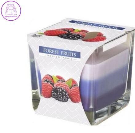Sklo hranol 80x80 mm tříbarevná vonná svíčka - Forest fruits ( 33413 )