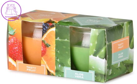 Emocio Sklo 65x63 mm 2 ks v krabičce Tasty Fruit & Aloe Vera vonná svíčka ( 34774 )