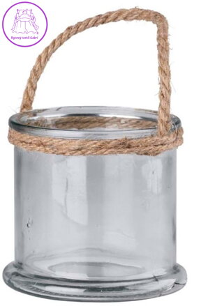 Skleněná lampa se závěsem z lana čirá - 125×115 mm ( 35741 )