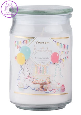Emocio Sklo 93x142 mm se skleněným víčkem Birthday vonná svíčka ( 40430 )