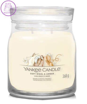 Svíčka Yankee Candle signature střední - SOFT WOOL & AMBER  ( 40796 )